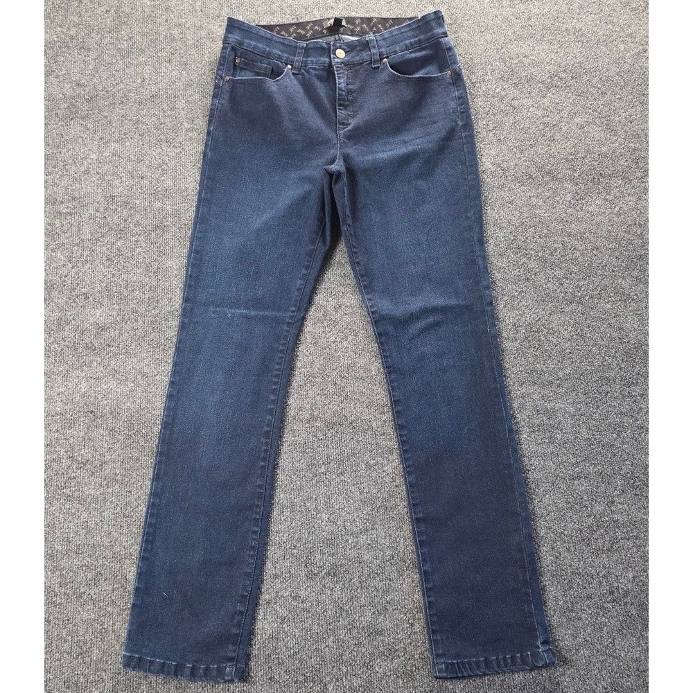 Jones New York Womens Dark Wash Straight Leg Jeans Size 10 Indigo Stretch Denim‎